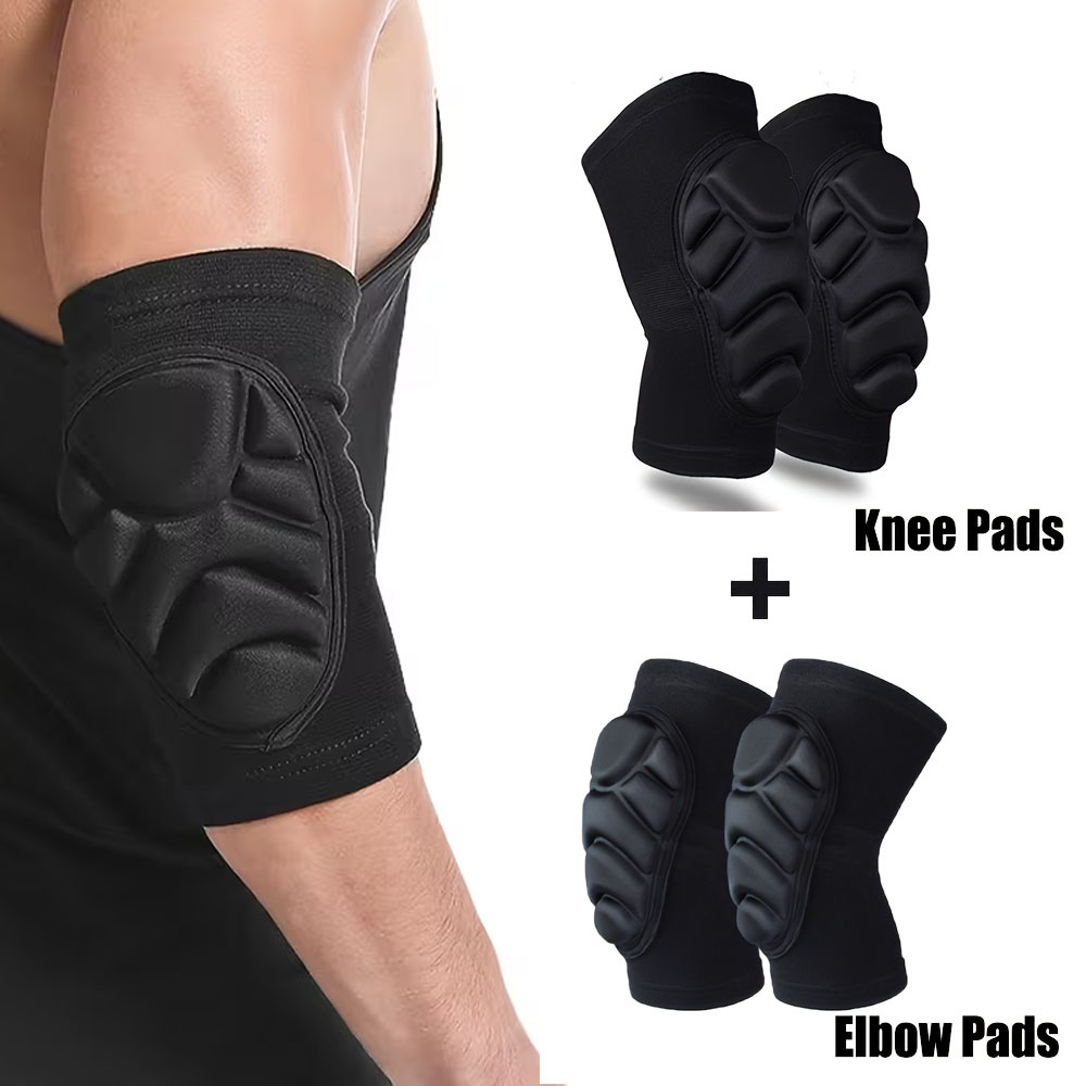 Mountain Biking Knee Pads - 男性と女性のためのプロフェッショナル膝肘パッド2個、厚い衝撃吸収スポンジ付き膝肘ブレース、膝サポートと肘サポート