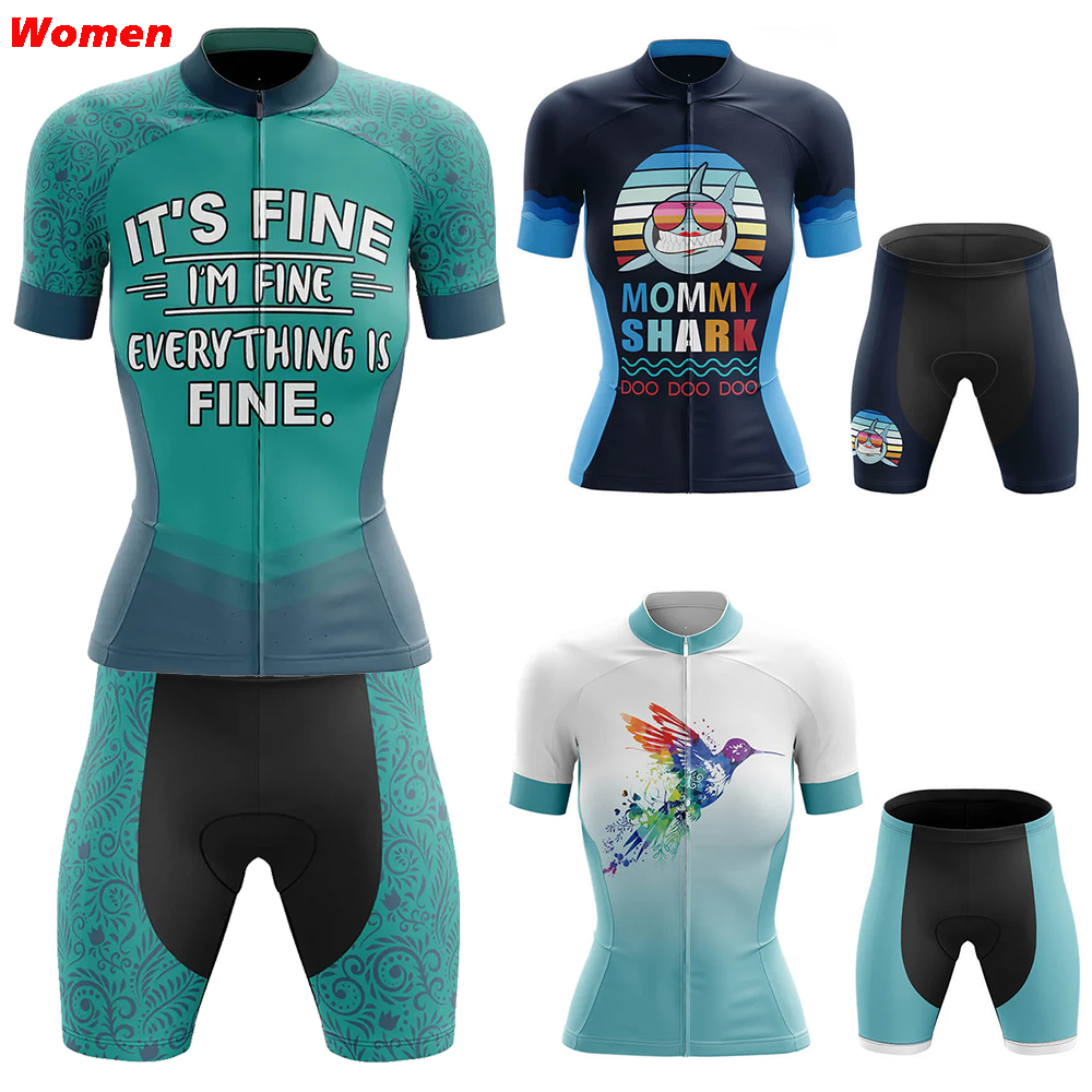 Mountain Biking Outfits Women - I'm Fine ポリエステル サイクリング ウェア ユニフォーム