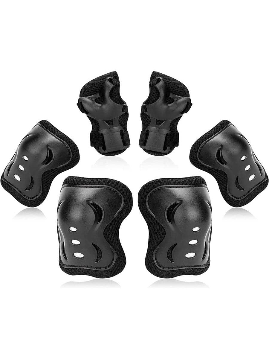 Mountain Biking Knee Pads - 6個入り子供用保護具セット（3～15歳向け）、スケートボード、サイクリング、スケート、スクーター用の膝肘パッドとリストガード