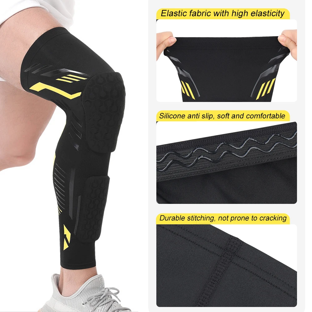 1 ピースパッド入り膝圧縮スリーブロングレッグスリーブふくら - Mountain Biking Knee Pads のレビューと価格