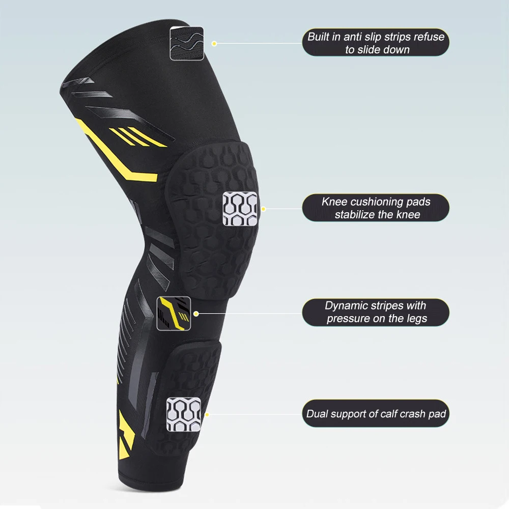 1 ピースパッド入り膝圧縮スリーブロングレッグスリーブふくら - Mountain Biking Knee Pads のレビューと価格