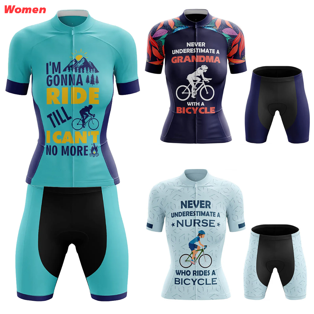 新しいおばあちゃんポリエステルサイクリング服制服ジャージ女性 - Mountain Biking Outfits Women のレビューと価格