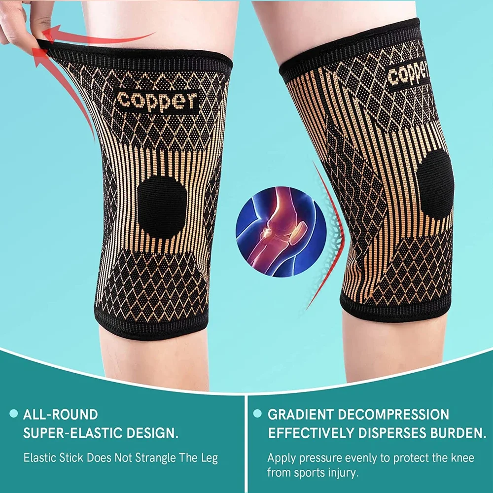 痛みを和らげるための銅製膝装具,膝の痛みを和らげるための圧縮 - Mountain Biking Knee Pads のレビューと価格