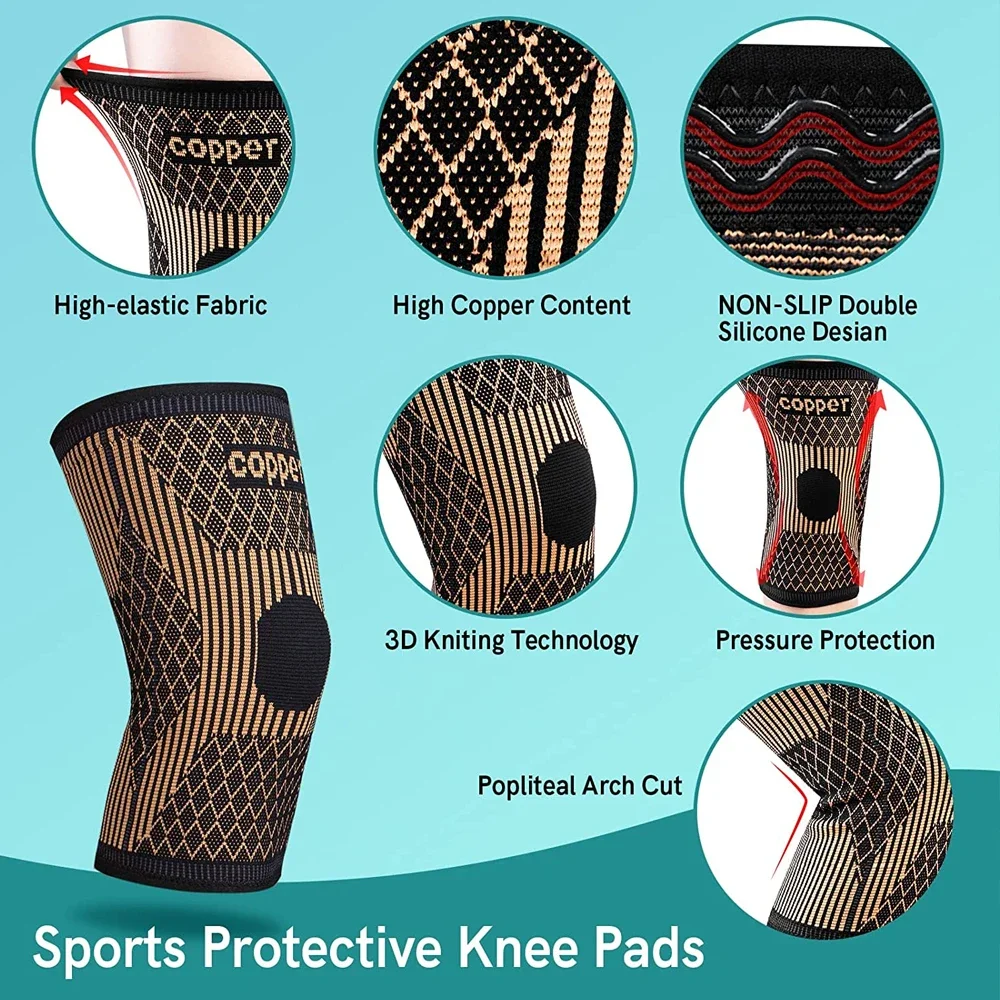 痛みを和らげるための銅製膝装具,膝の痛みを和らげるための圧縮 - Mountain Biking Knee Pads のレビューと価格
